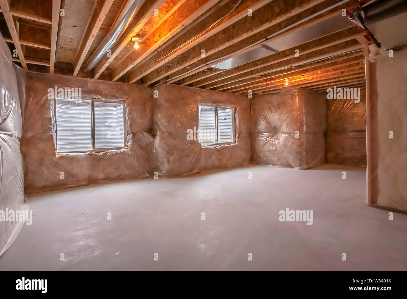 Windows And Air Conditioning Ducts Inside A New Home Under