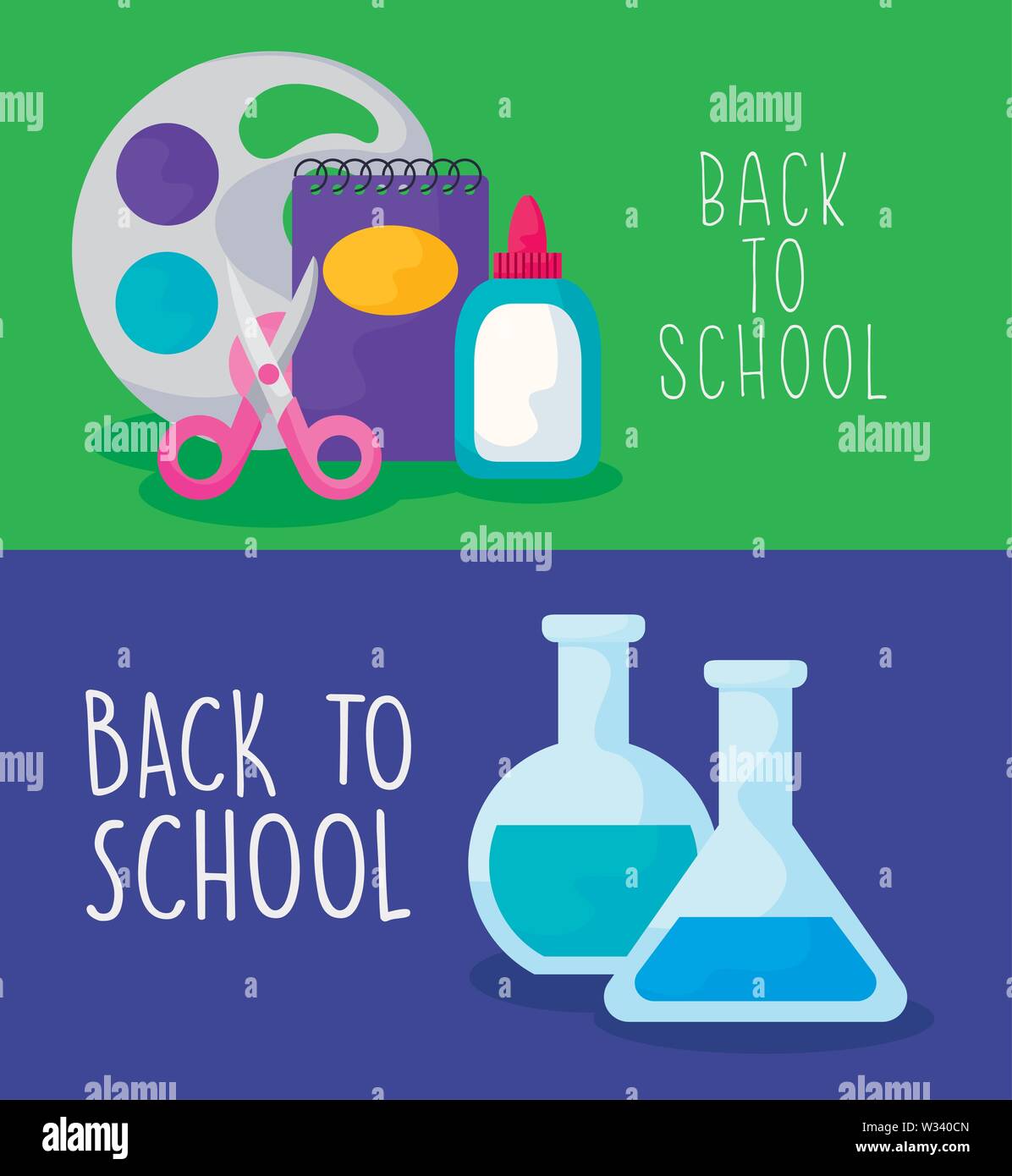 back to school with set supplies education vector illustration design ...