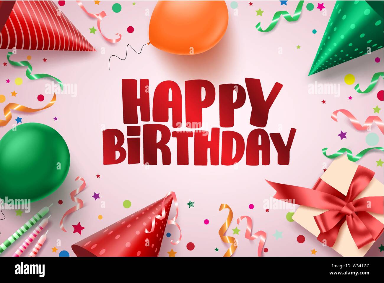 Happy birthday text vector banner design. Birthday greetings card ...