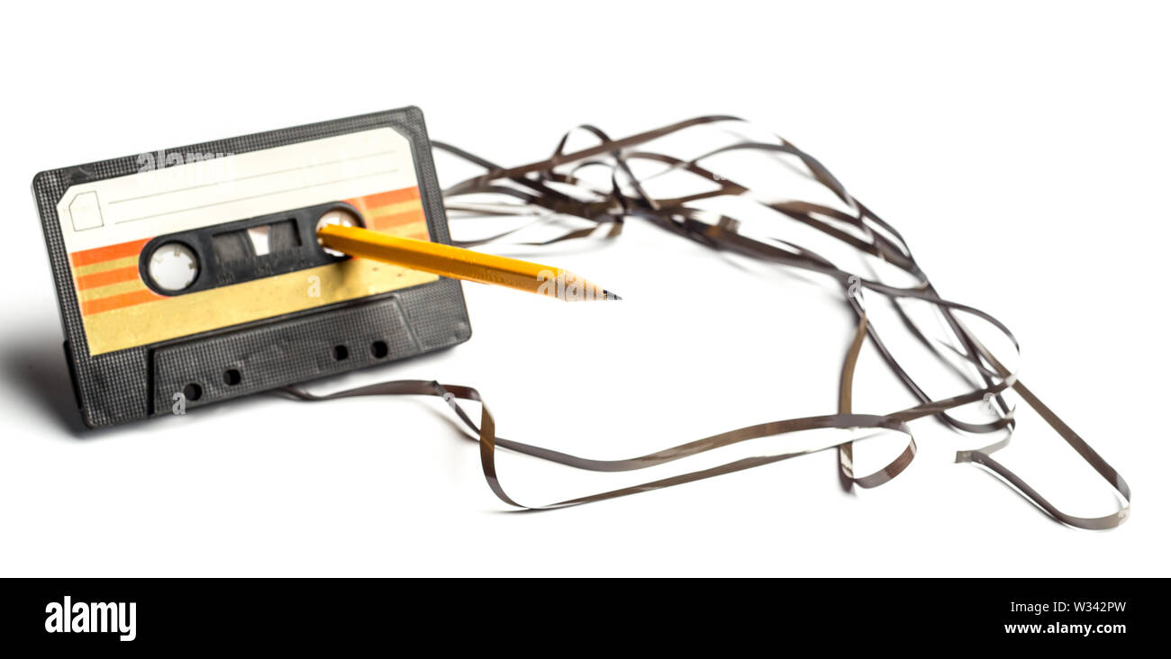 vintage cassette tape isolated white background Stock Photo - Alamy