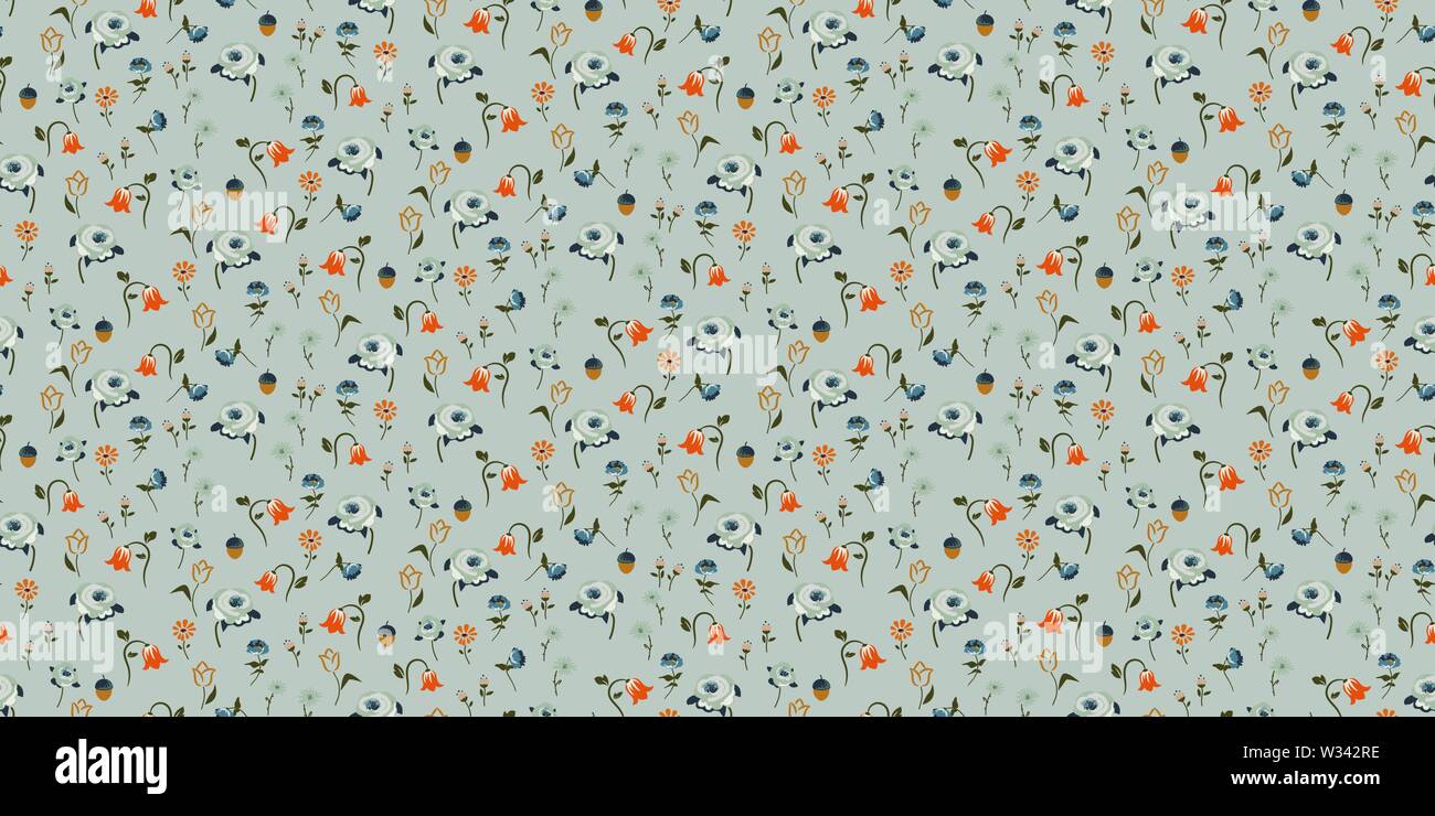 Flowers vintage colors seamless vector pattern. Stock Vector