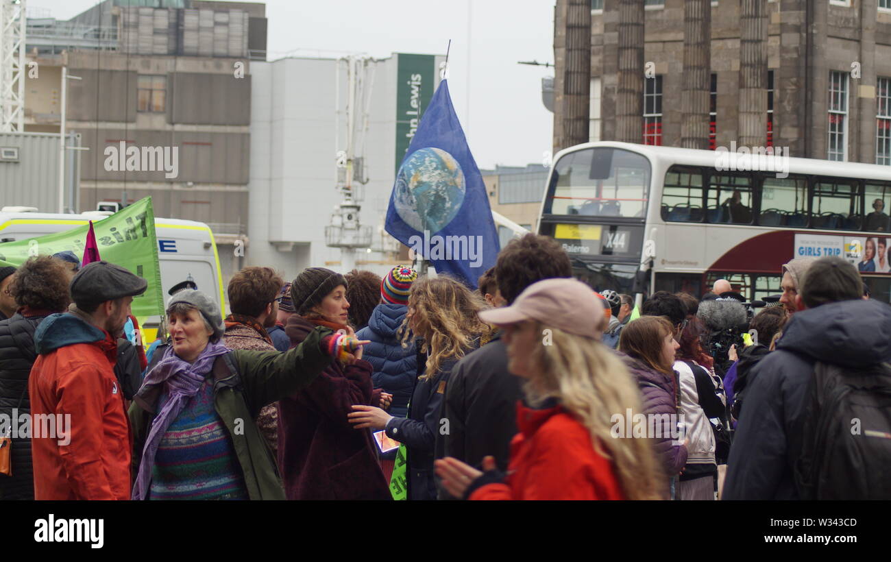 Edinburgh / UK - 19 April 2019 - Exctinction Rebellion protest in Edinburgh Stock Photo