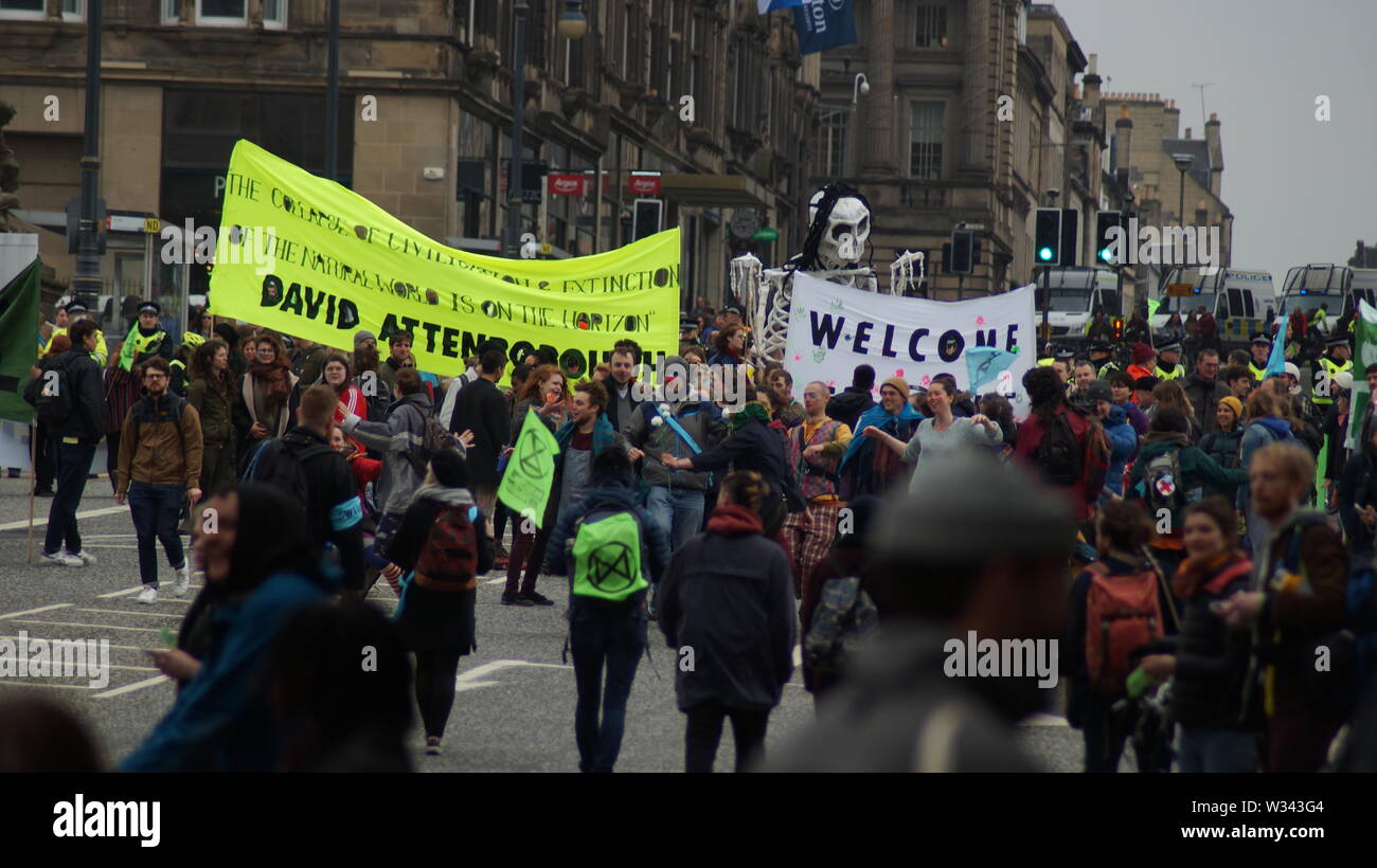 Edinburgh / UK - 19 April 2019 - Exctinction Rebellion protest in Edinburgh Stock Photo