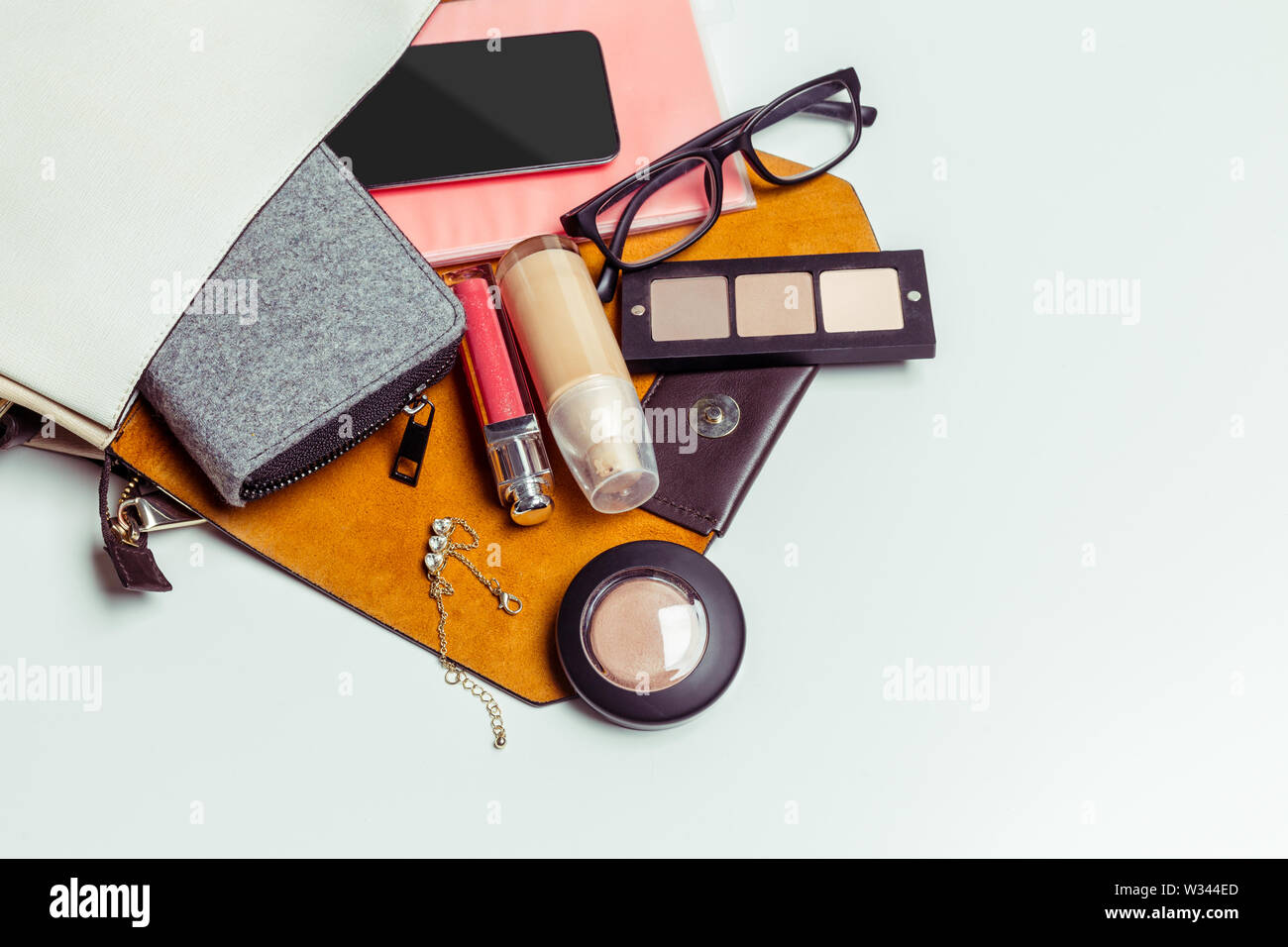 Woman's bag inside out Stock Photo Alamy