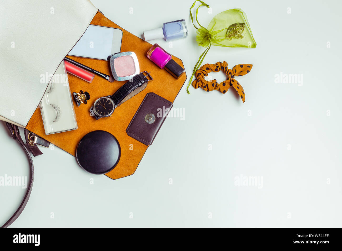 Woman's bag inside out Stock Photo Alamy