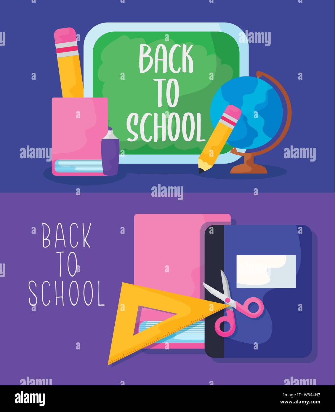 back to school with set supplies education vector illustration design ...