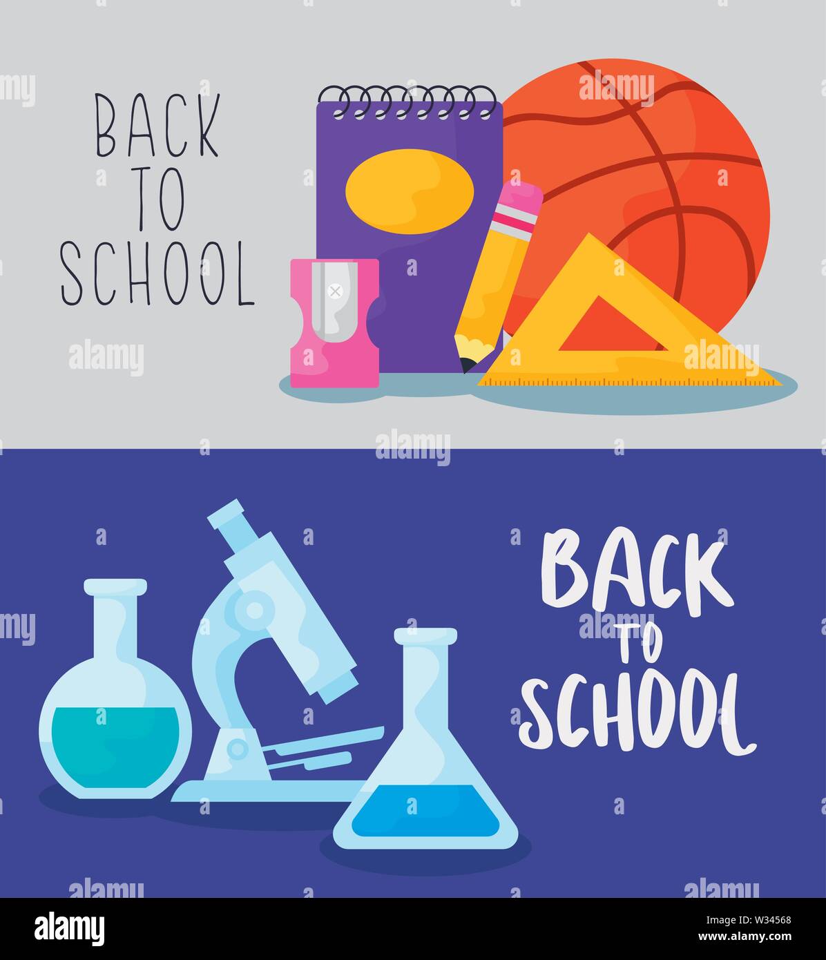 back to school with set supplies education vector illustration design ...