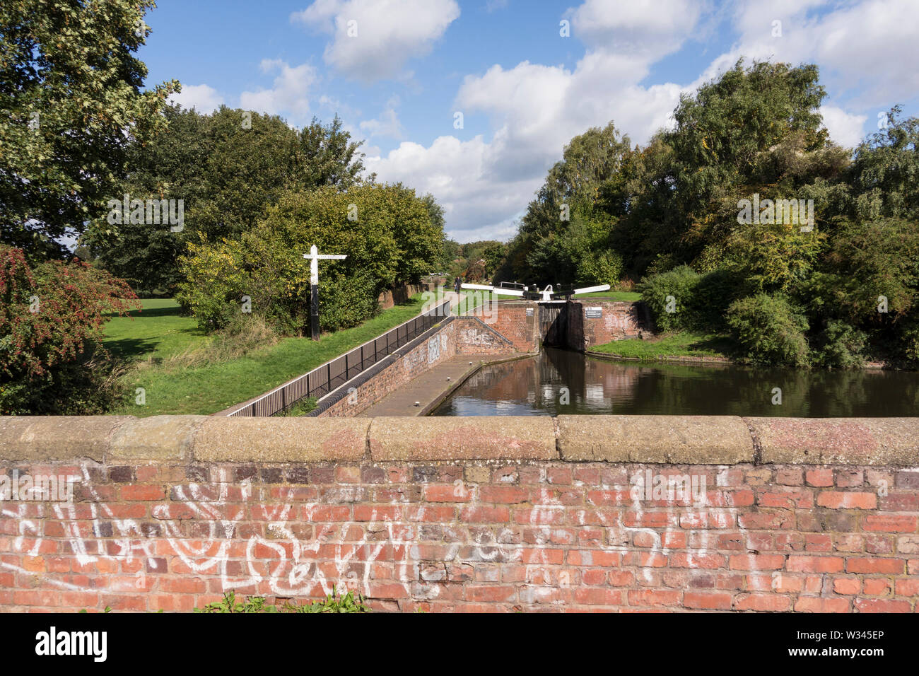View of Stourbridge Locks from Wordsley Junction Bridge, Stourbridge, West Midlands, UK Stock Photo