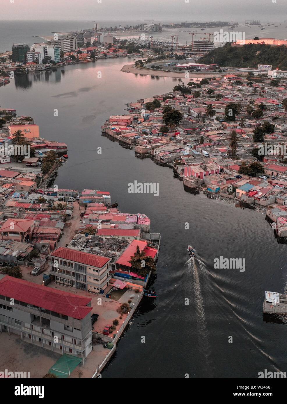 Luanda coast slums, African slums, capital of Angola Stock Photo