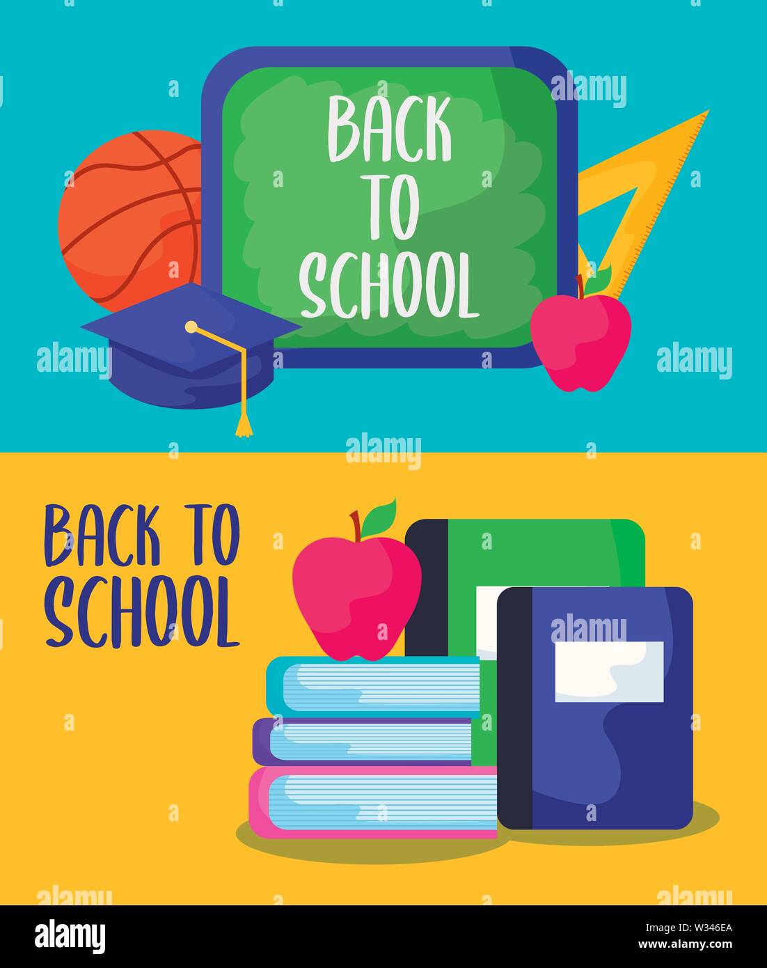 back to school with set supplies education vector illustration design ...