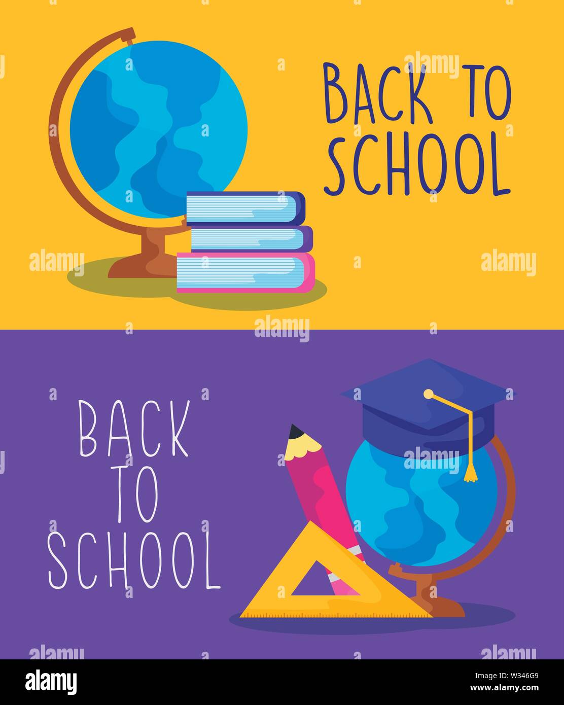 back to school with set supplies education vector illustration design ...
