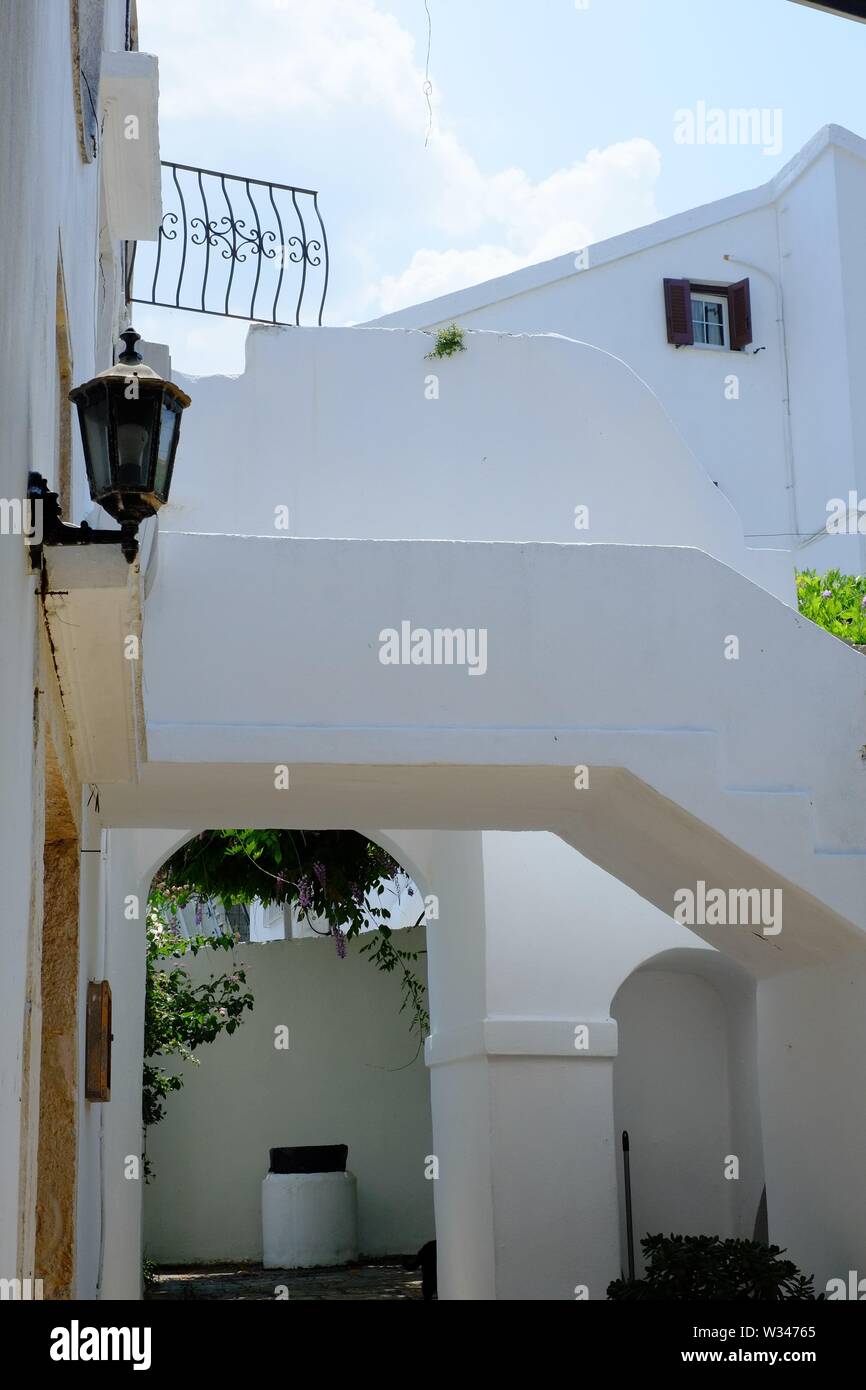 Corfu Kassiopi I like the different features in this photograph it has geometric qualities and different shapes Stock Photo