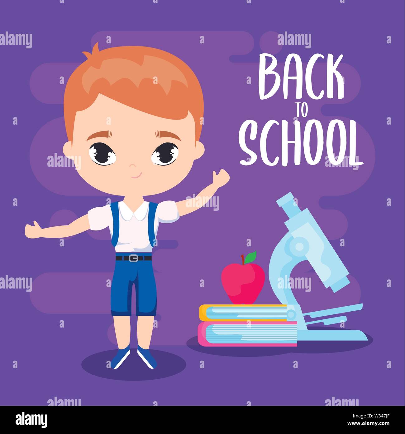 back to school with student boy and supplies education vector ...