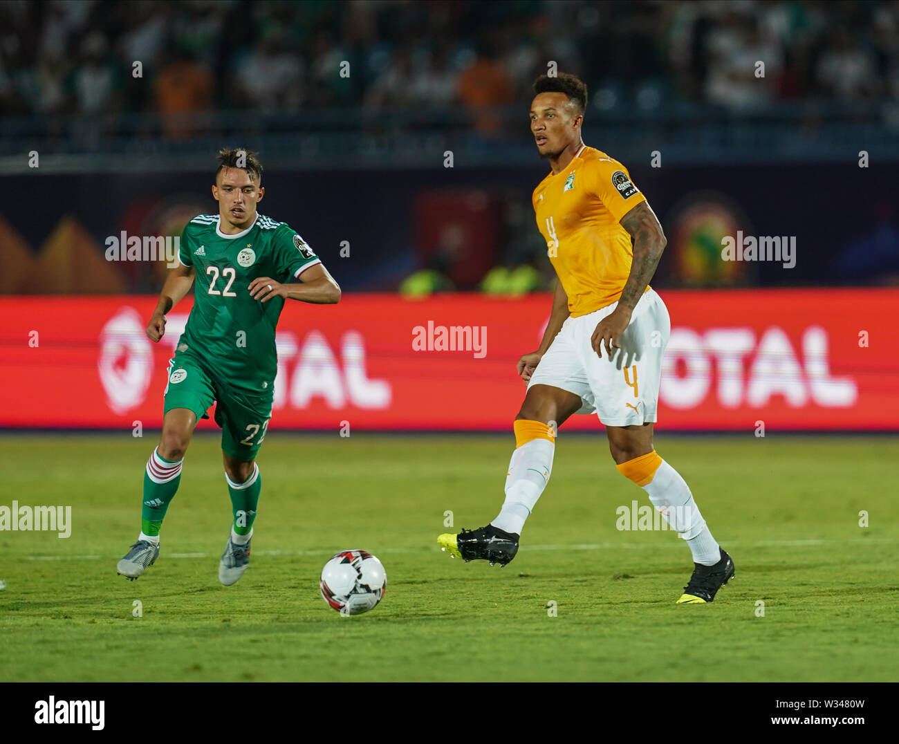 Suez, Egypt. 11th July, 2019. Ivory coast, Egypt - FRANCE OUT July 11, 2019: Jean-Pphilippe Gbamin of Cote D'ivoire during the 2019 African Cup of Nations match between Ivory coast and Algeria at the Suez Stadium in Suez, Egypt. Ulrik Pedersen/CSM/Alamy Live News Stock Photo