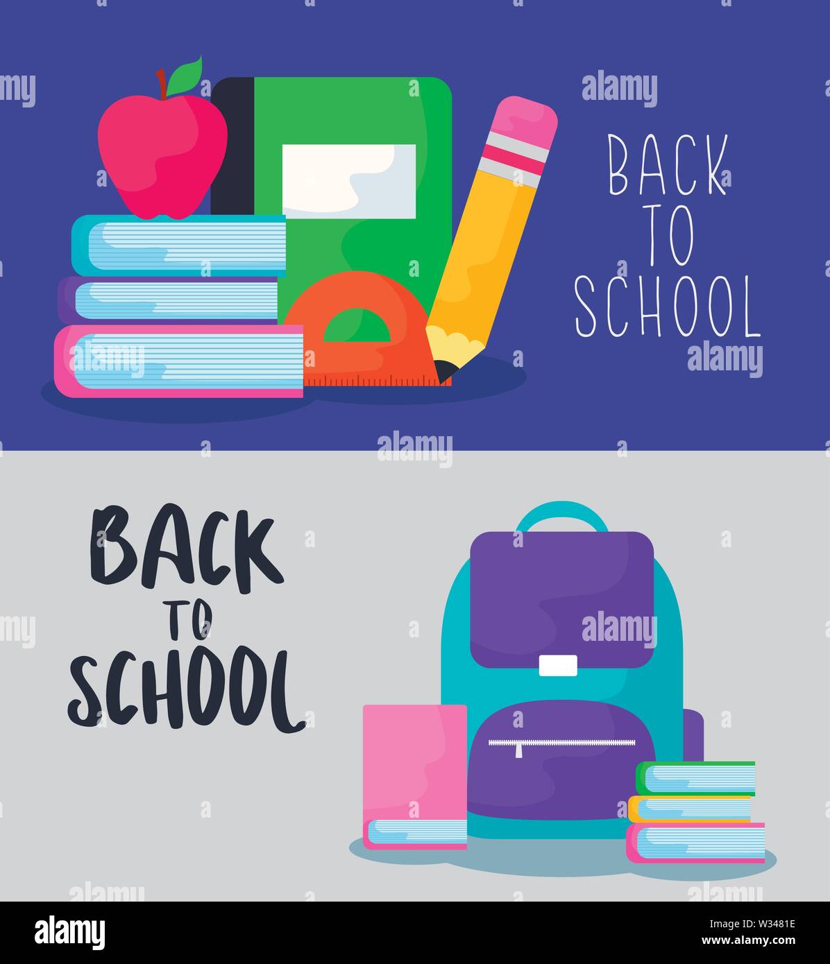 back to school with set supplies education vector illustration design ...