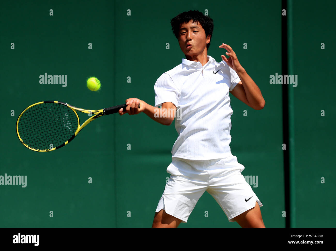 Shintaro Mochizuki during the boys singles against Martin Damm on day  eleven of the Wimbledon Championships at the All England Lawn tennis and  Croquet Club, Wimbledon Stock Photo - Alamy