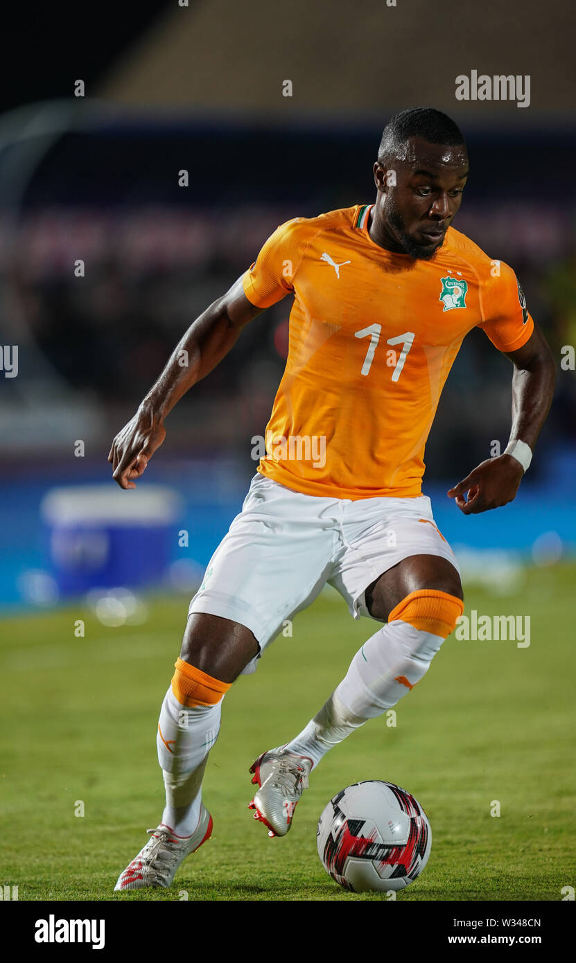 Suez, Egypt. 11th July, 2019. Ivory coast, Egypt - FRANCE OUT July 11,  2019: Gnaly Albert Maxwel Cornet of Cote D'ivoire during the 2019 African  Cup of Nations match between Ivory coast