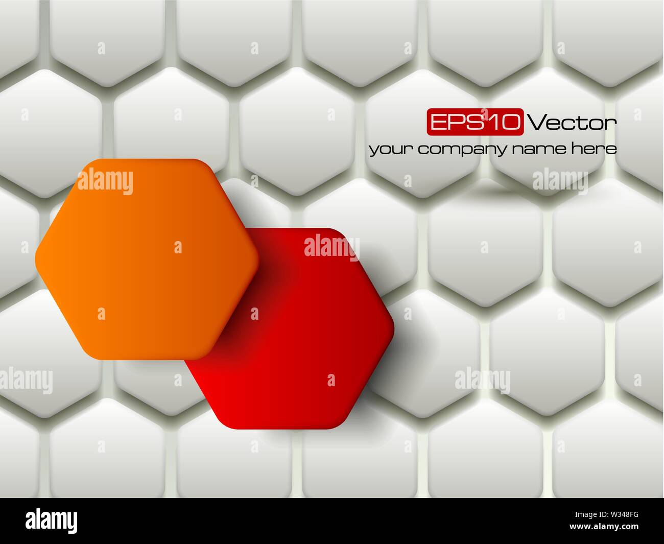 Red and orange vector hexagons technology and communication background. Vector illustration Stock Vector