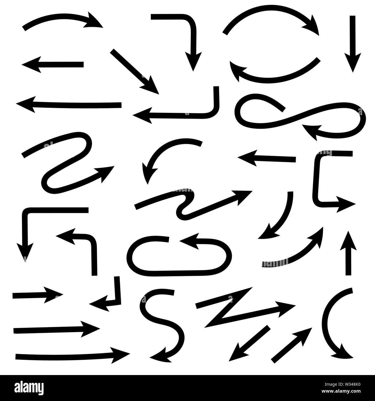 Black hand drawn arrows. Set of doodles. Vector illustration isolated ...