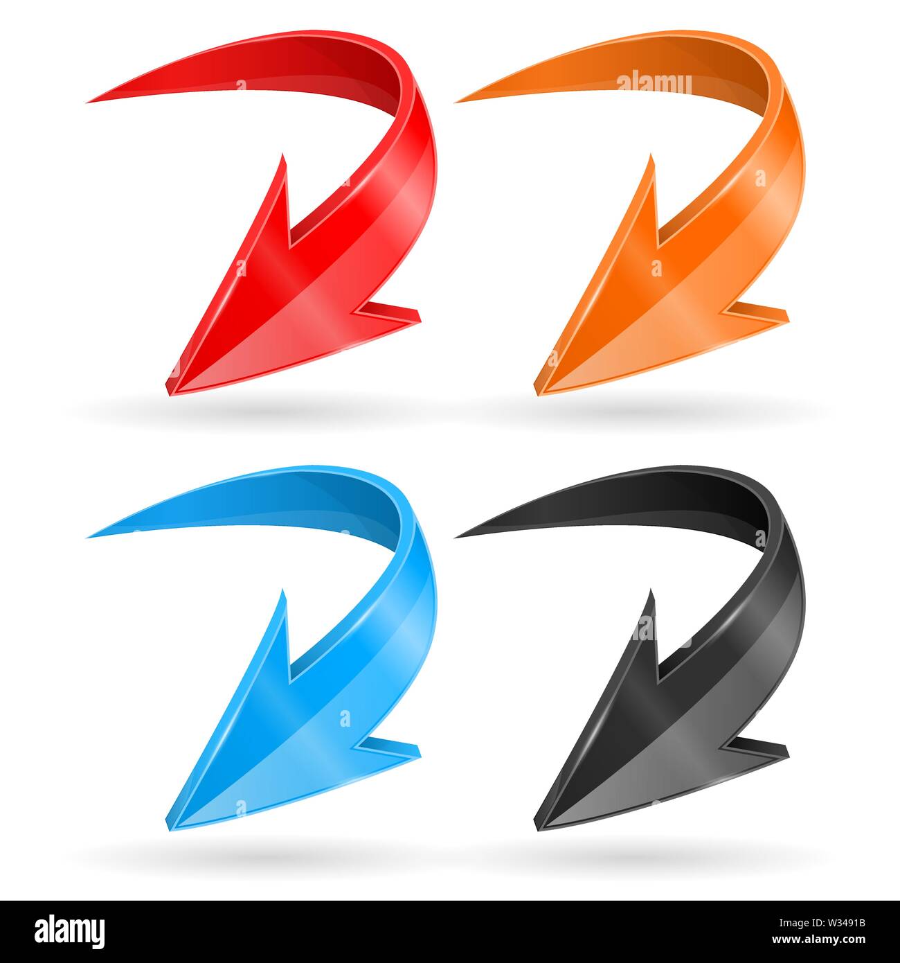 Down arrows. Colored 3d shiny web icons Stock Vector Image & Art - Alamy