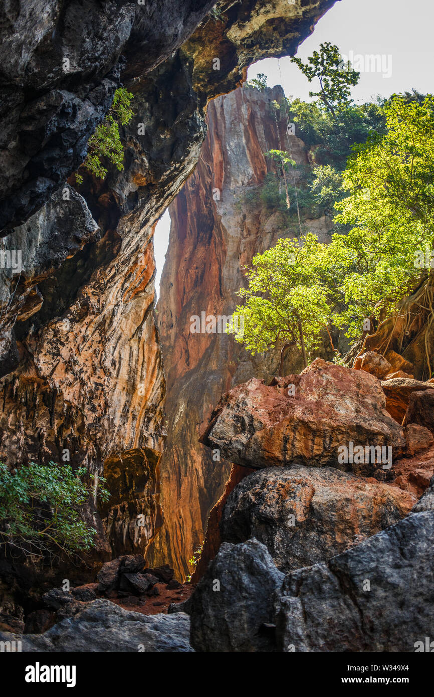View in famous Phranang cave at Raylay Railay Beach Stock Photo