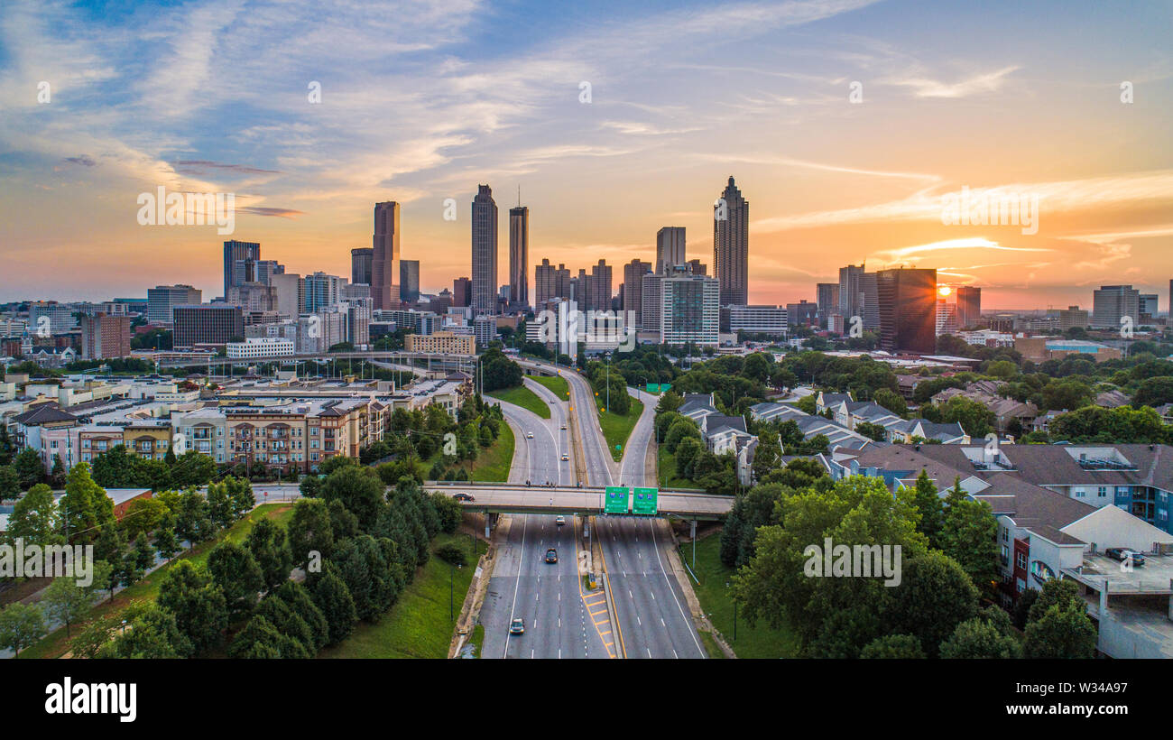 Atlanta, USA Skyline Sunset Stock Photo Alamy