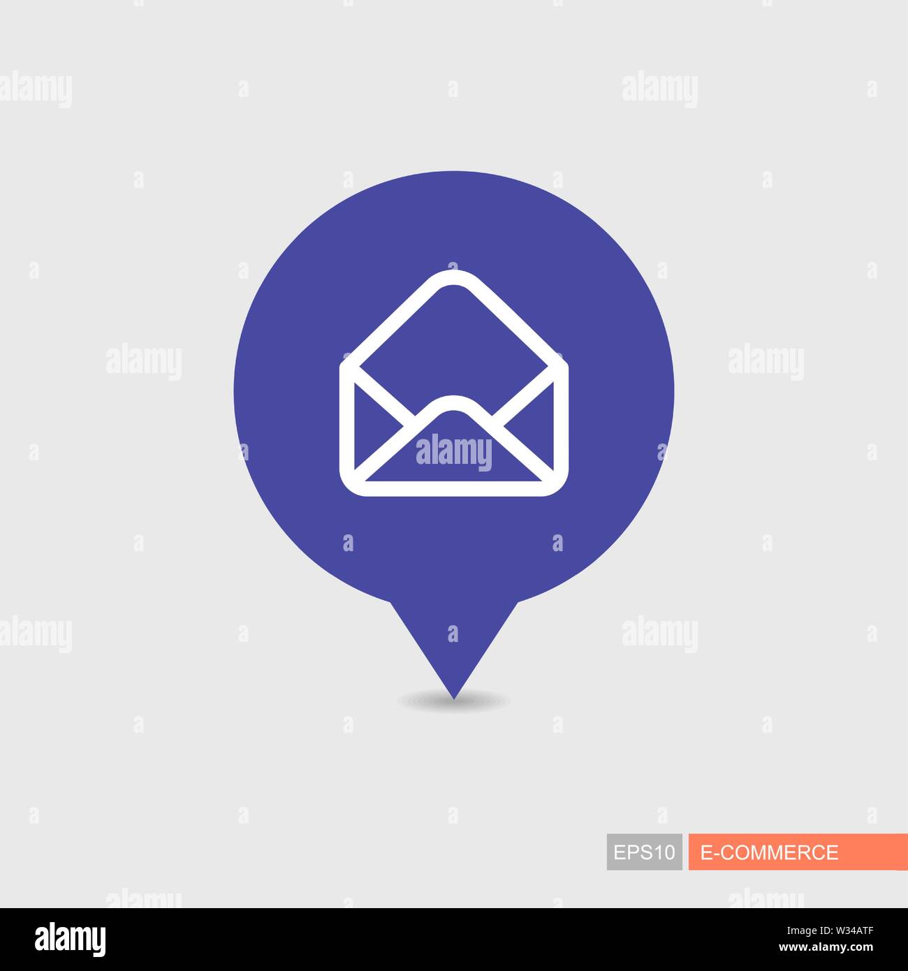 Open envelope vector pin map icon. E-commerce sign. Map pointer. Map markers. Destination vector icon. Graph symbol for your web site design, logo, ap Stock Vector