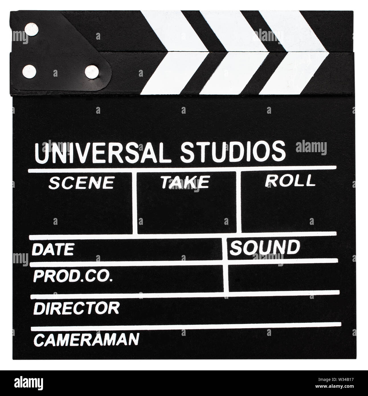 Clapper board isolated on white with clipping path. Stock Photo