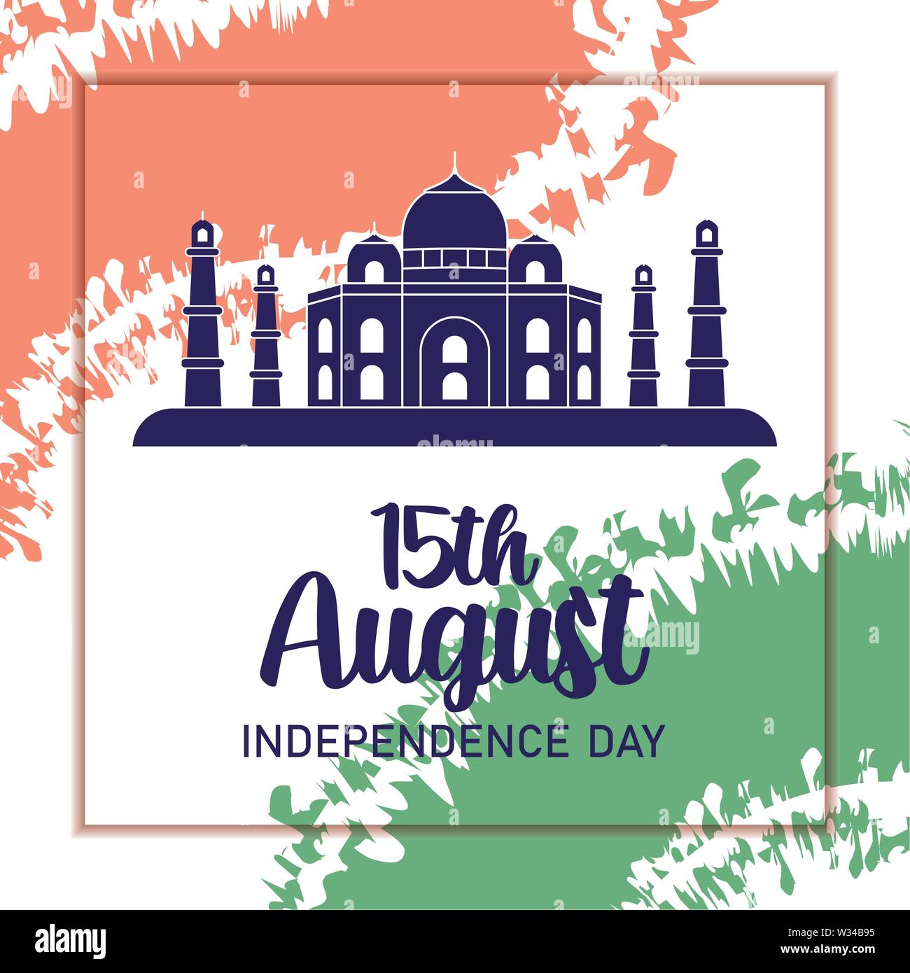 independence day indian label with taj mahal vector illustration design ...