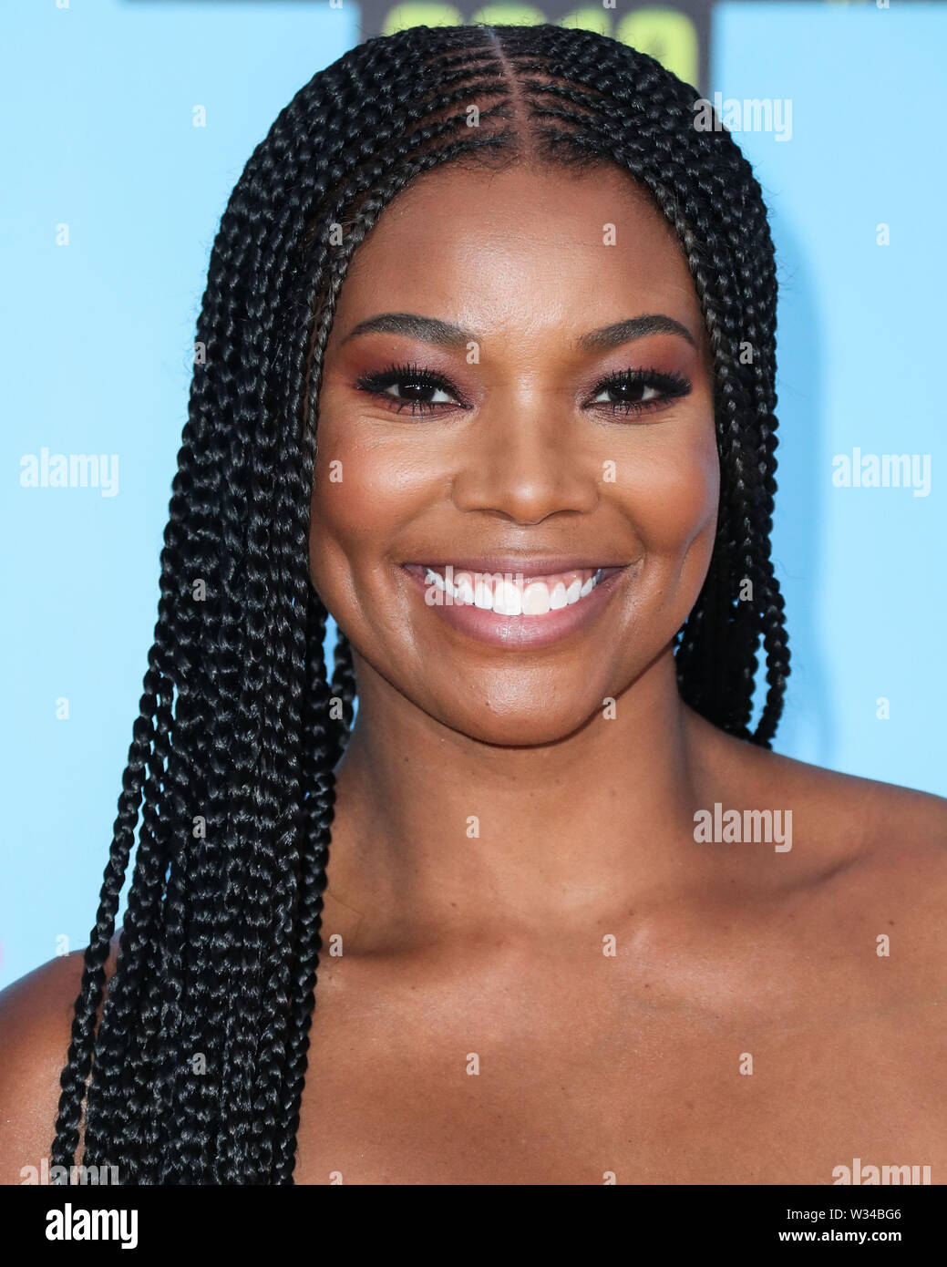 Santa Monica, United States. 11th July, 2019. SANTA MONICA, LOS ANGELES, CALIFORNIA, USA - JULY 11: Actress Gabrielle Union wearing Antonio Berardi arrives at the Nickelodeon Kids' Choice Sports 2019 held at Barker Hangar on July 11, 2019 in Santa Monica, Los Angeles, California, United States. (Photo by Xavier Collin/Image Press Agency) Credit: Image Press Agency/Alamy Live News Stock Photo