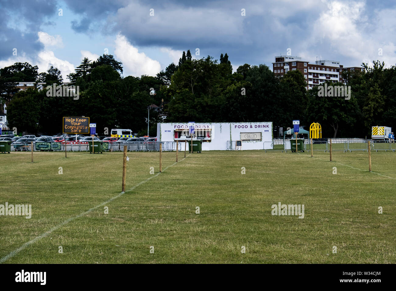 London, UK. 12th July, 2019. General view of the empty queue at day 11 at the Wimbledon Tennis Championships 2019 at the All England Lawn Tennis and Croquet Club in London. Credit: Frank Molter/Alamy Live News Stock Photo