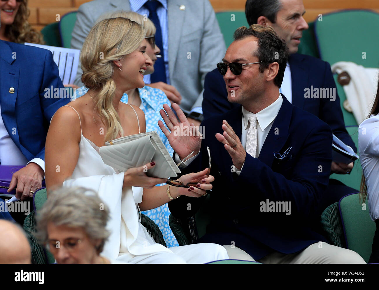 Jude Law with and his wife Phillipa on day eleven of the Wimbledon  Championships at the All England Lawn Tennis and Croquet Club, Wimbledon  Stock Photo - Alamy