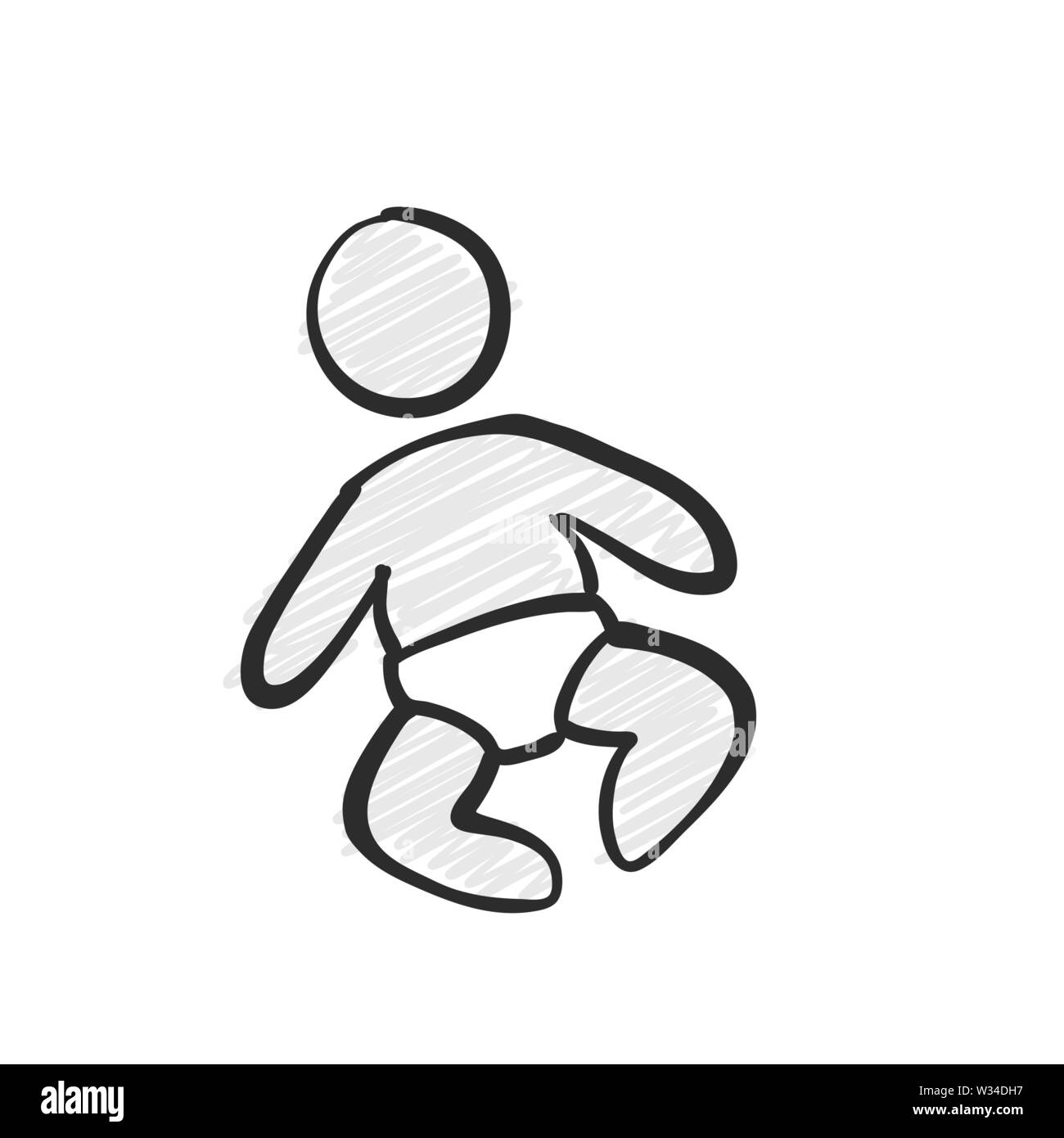 Baby icon. Hand-drawn logo symbol for t-shirt prints and online marketing. Stock Vector