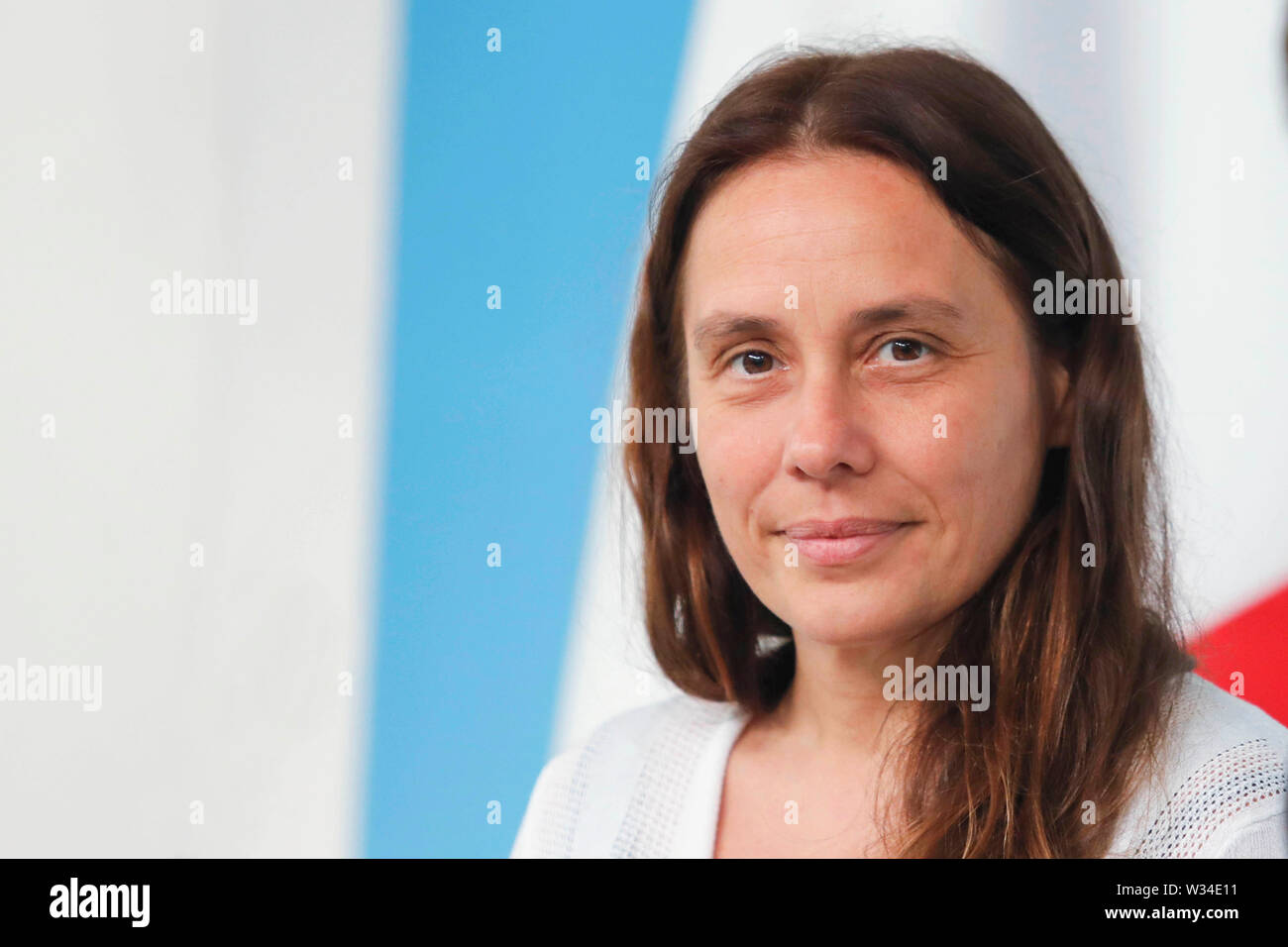 Italy, Rome, July 11, 2019 : Alessandra Locatelli, new Minister for Family and Disability, holds her first press conference at Palazzo Chigi   Photo R Stock Photo