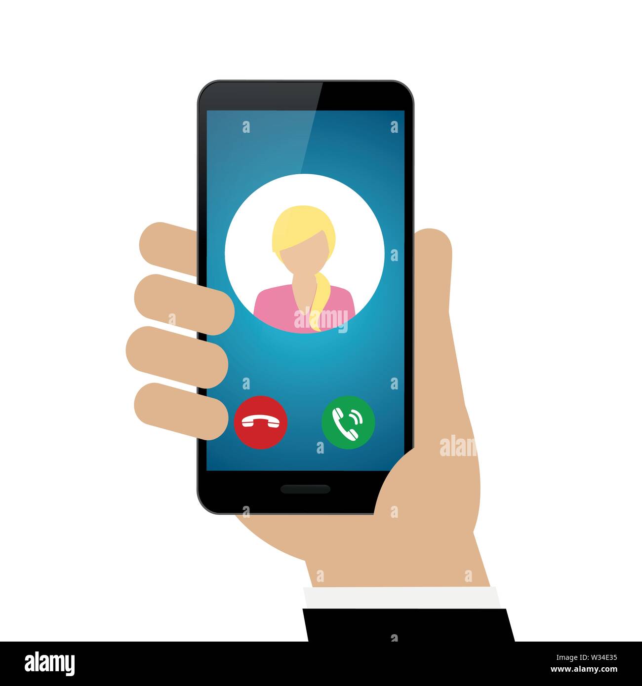 person calling with smartphone avatar isolated on white background ...