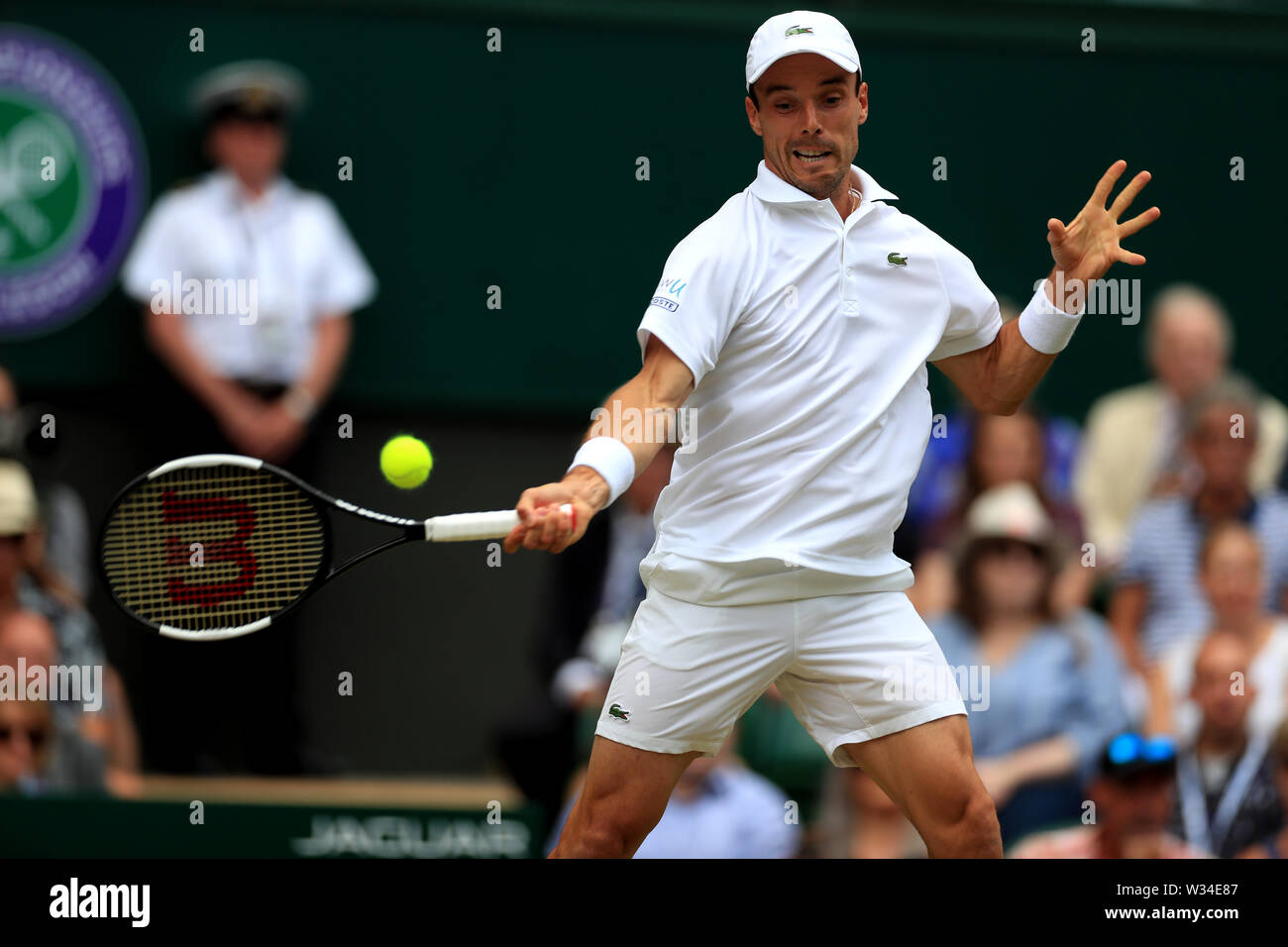 Roberto Bautista Agut during his match against Novak Djokovic on day eleven of the Wimbledon