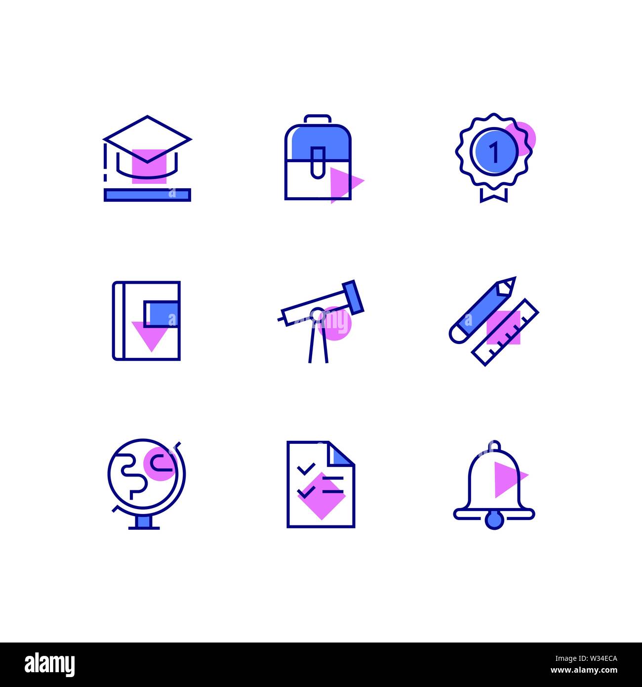 Education - modern line design style icons set Stock Vector
