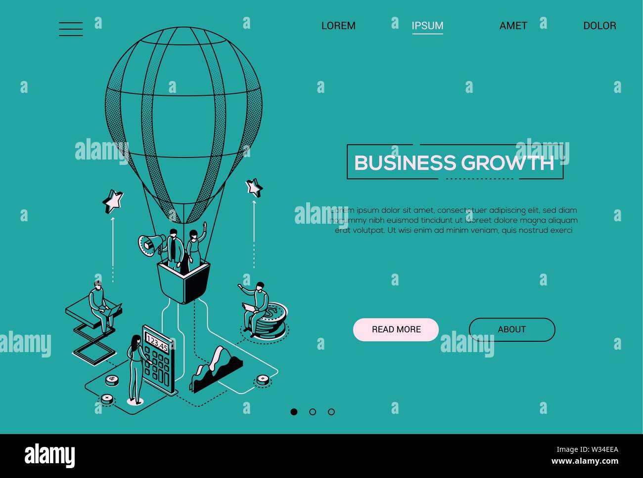 Business growth - line design style isometric web banner Stock Vector ...
