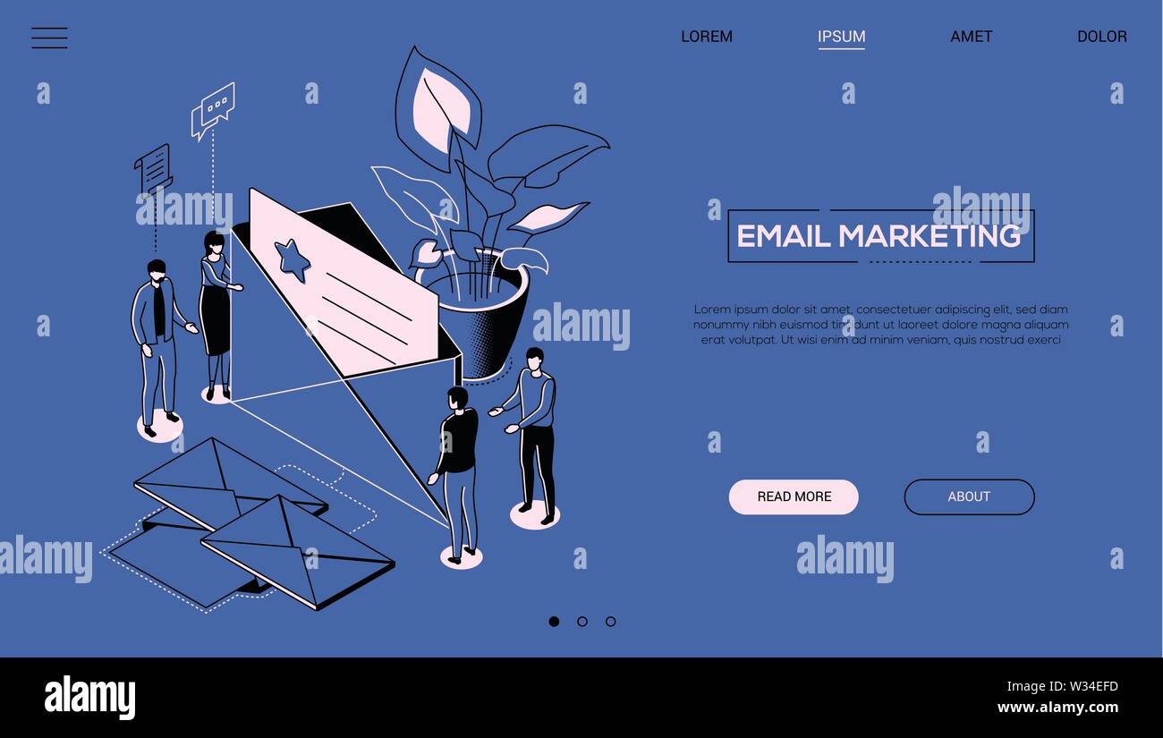 Email marketing - line design style isometric web banner Stock Vector ...