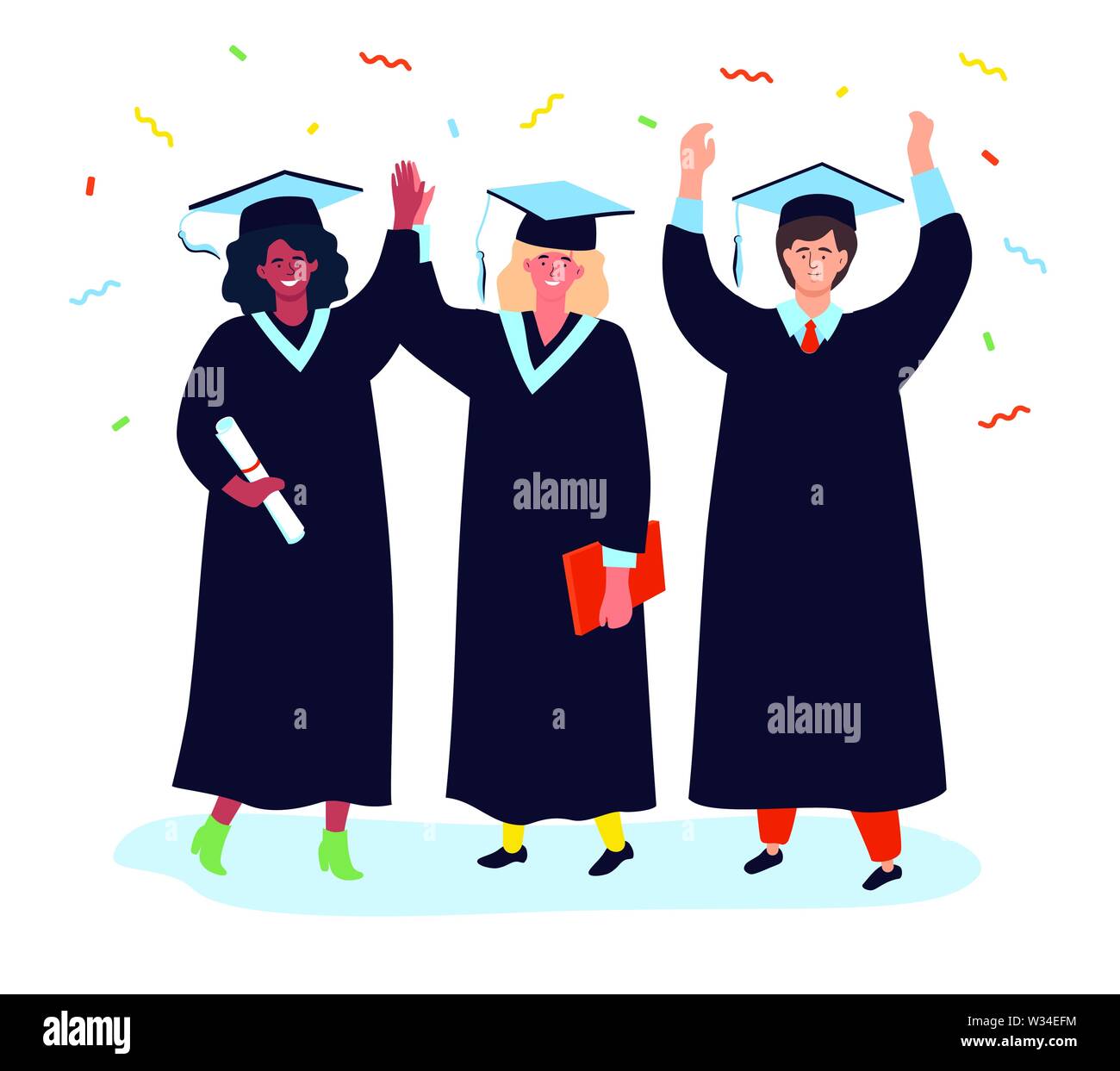 Graduation concept - colorful flat design style illustration Stock Vector