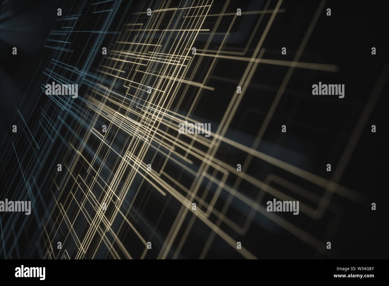 Glowing big data lines and technological background, 3d rendering. Computer digital background. Stock Photo