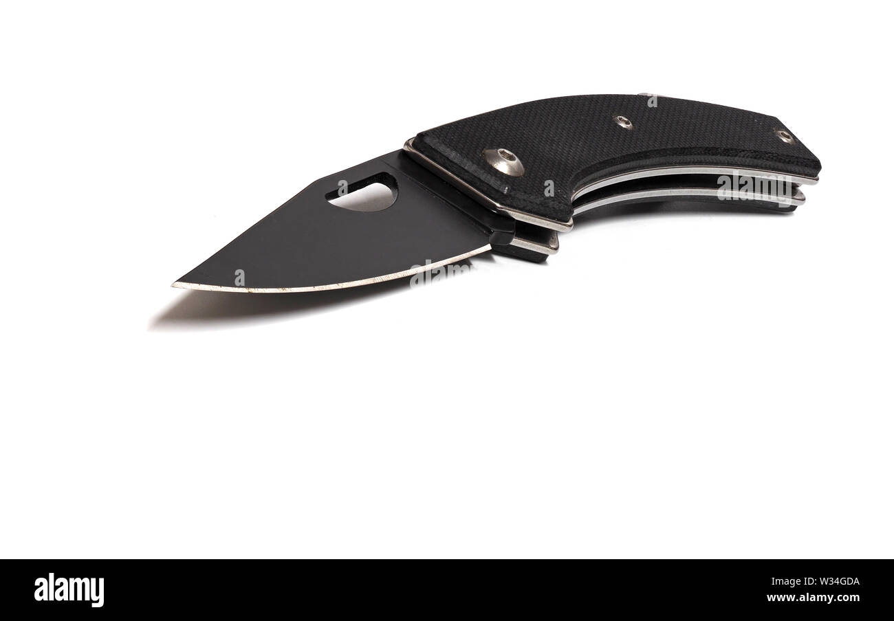 Closeup Folding Knife Isolated on White Background Stock Photo