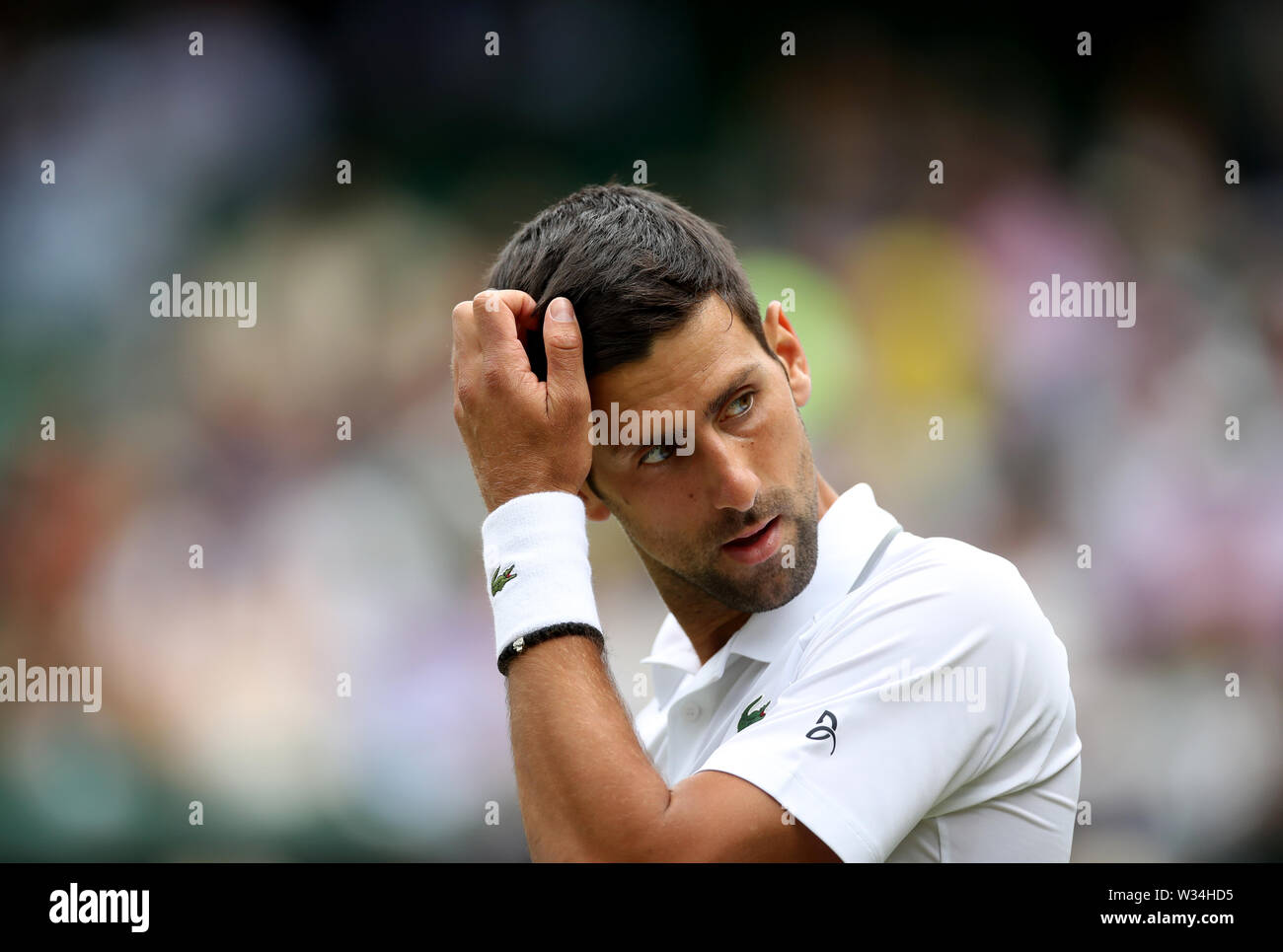 Novak Djokovic during his match against Roberto Bautista Agut on day eleven of the Wimbledon