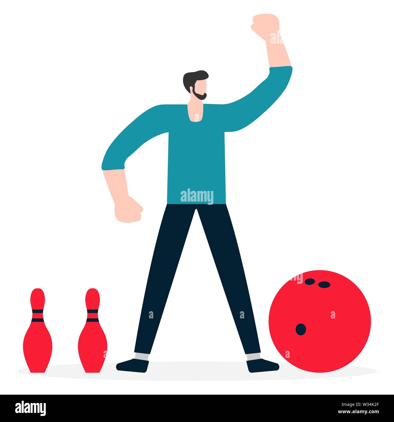 Vector illustration with man, skittles, bowling ball. Playing sports mobile  application. Workout for wellness and activity. Healthy lifestyle. Design  Stock Vector Image & Art - Alamy