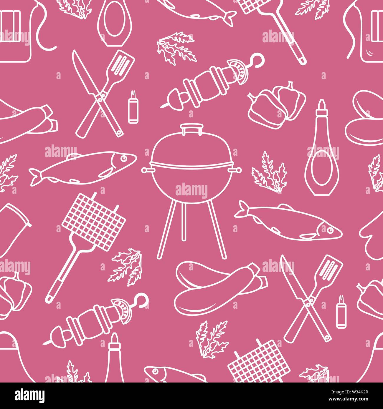Seamless pattern with grill and barbecue tools. BBQ party background ...