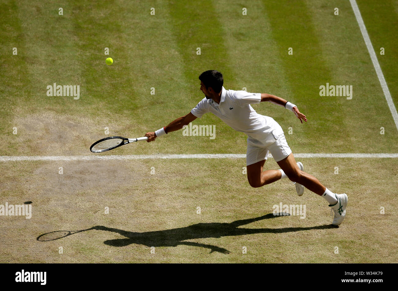 Novak Djokovic during his match against Roberto Bautista Agut on day eleven of the Wimbledon