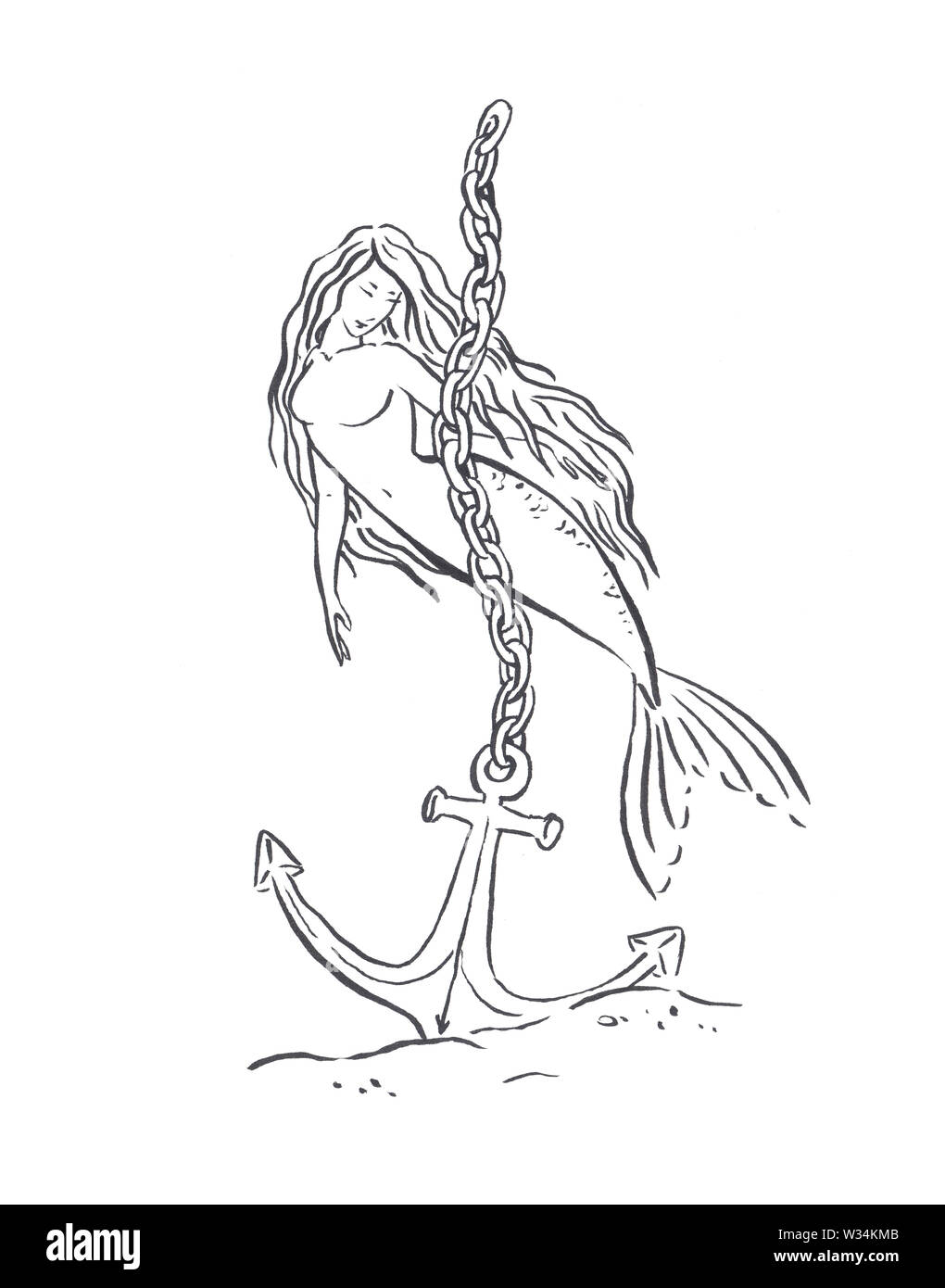 Download Coloring Page Mermaid High Resolution Stock Photography And Images Alamy
