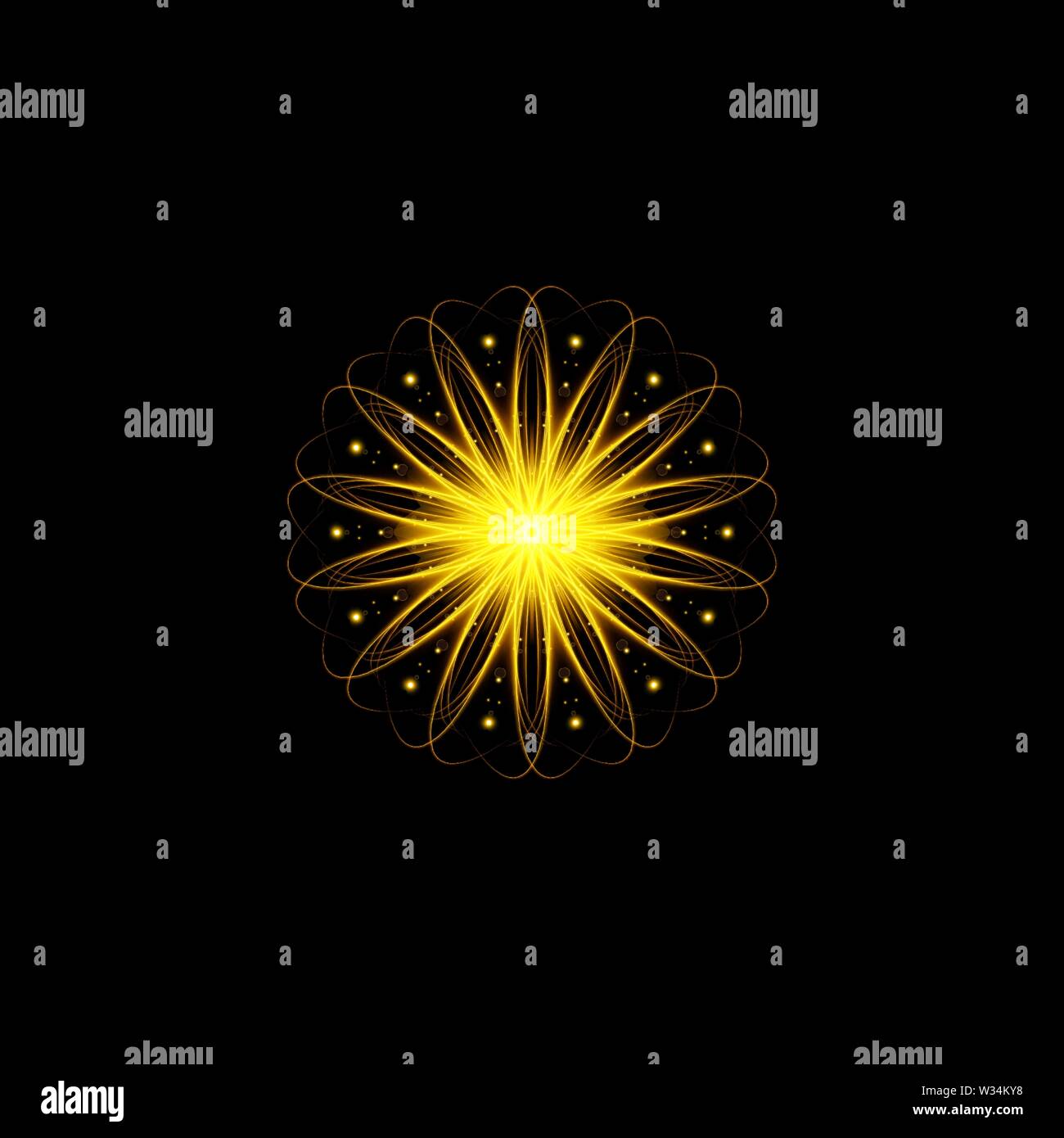 Ornamental Line Pattern. Round Texture Oriental Geometric Ornament Stock Vector