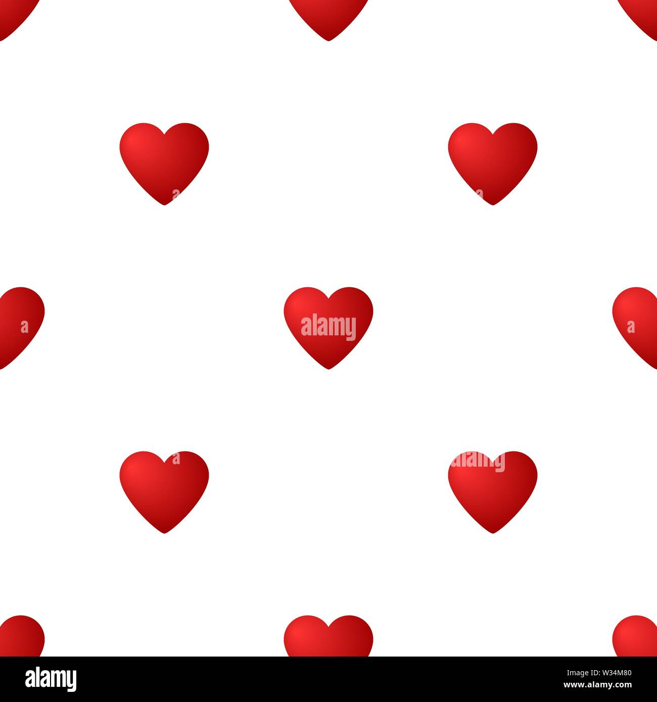 Seamless pattern with red hearts on white background. Vector ...