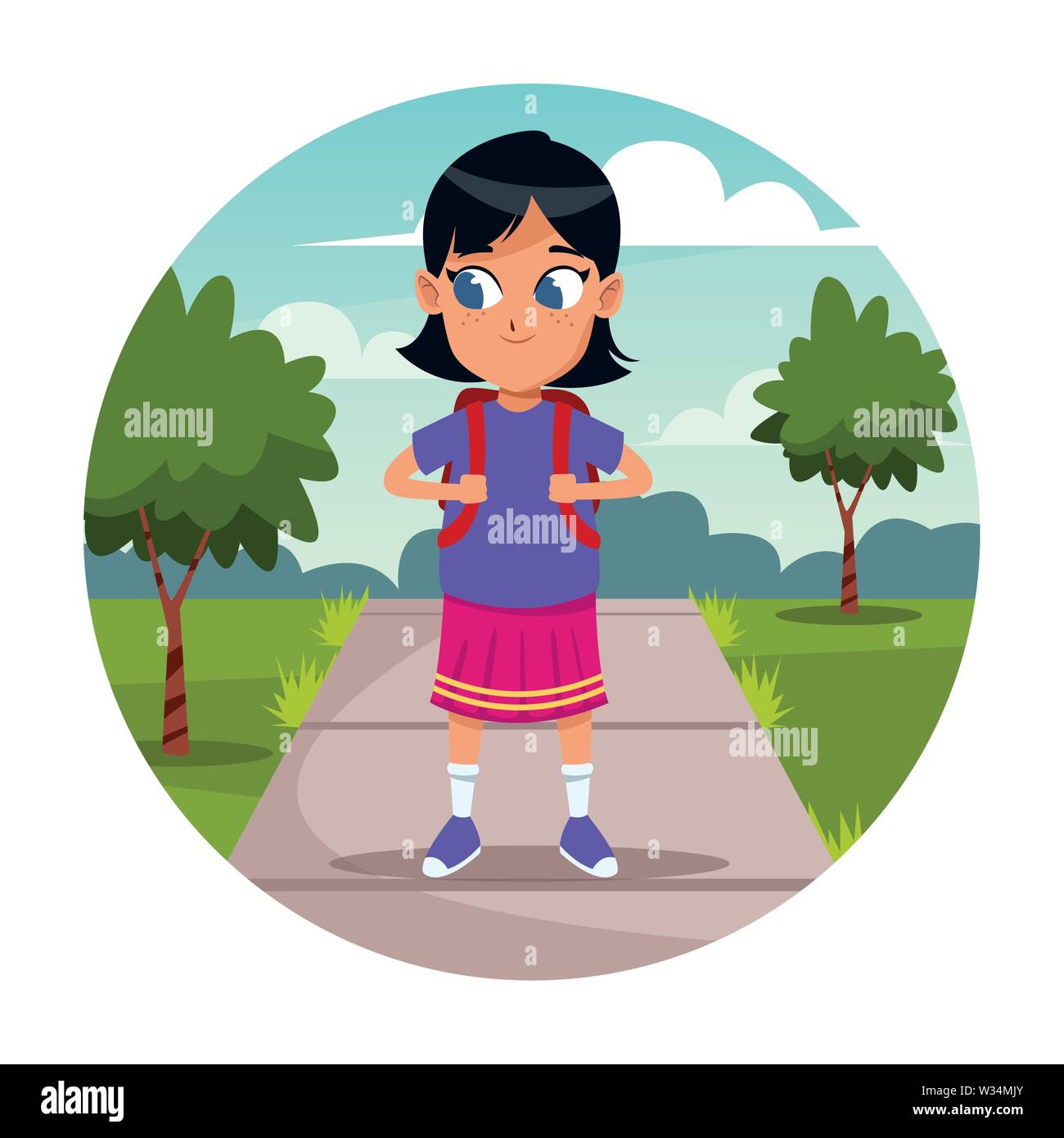 School girl with backpack cartoon Stock Vector Image & Art - Alamy